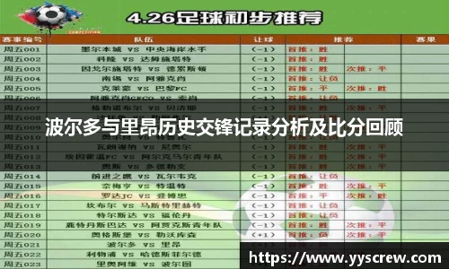 波尔多与里昂历史交锋记录分析及比分回顾
